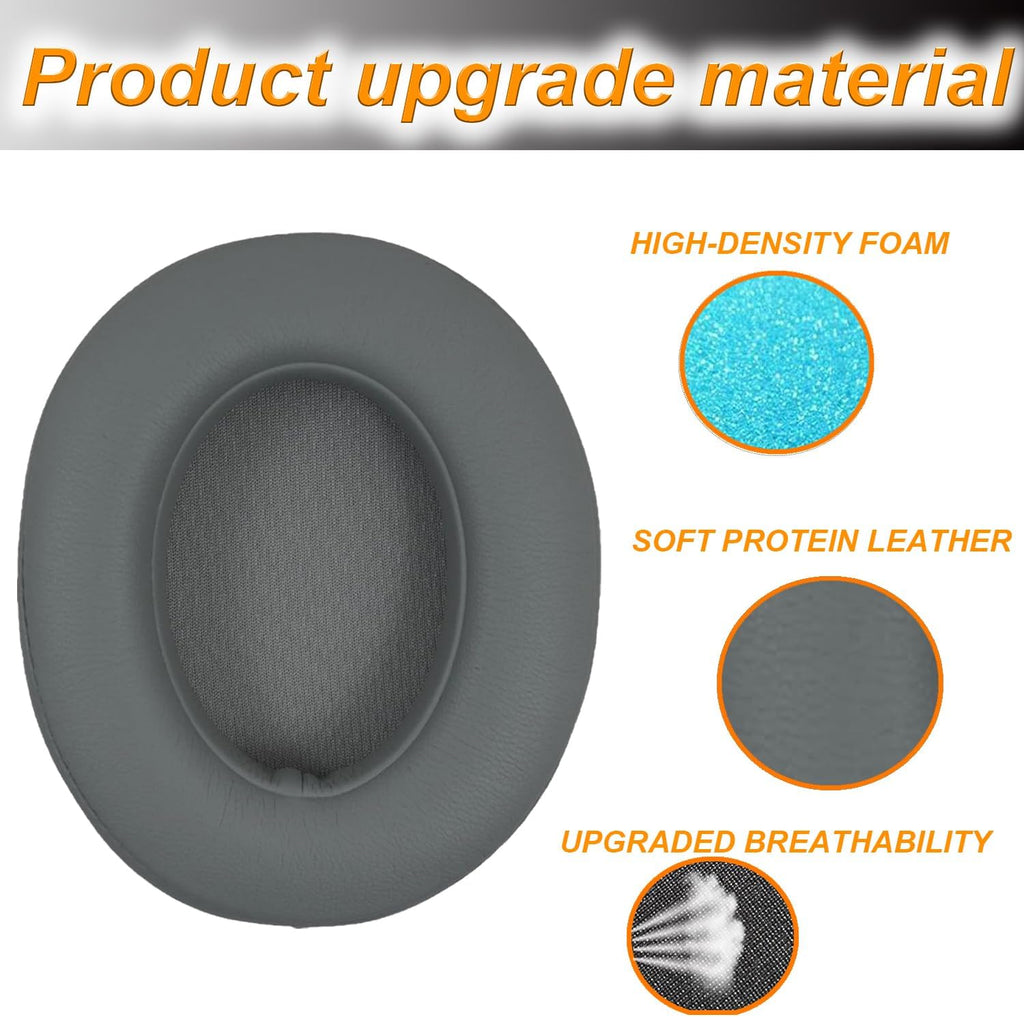 Replacement Ear Pads Cushions for Beats Studio（B0501、B0500），Beats Studio 2 & Studio 3 Wired & Wireless Headphones, Earpads with Soft Protein Leather, Noise Isolation Memory Foam - Grey (Titanium)