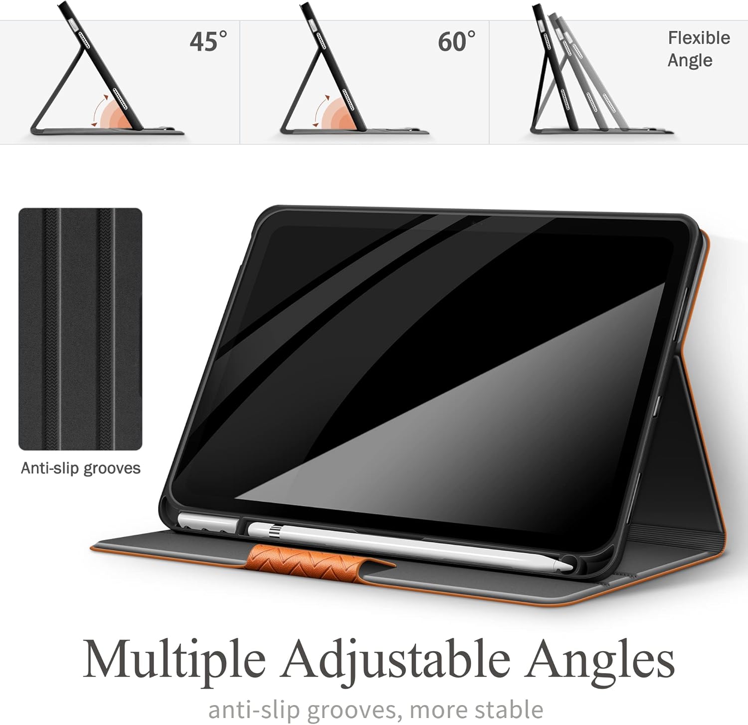 auaua Case for iPad (A16) 11th Generation 11 Inch 2025, iPad 10th Generation 10.9 Inch 2022, with Pencil Holder, Auto Sleep/Wake, Adjustable Stand, PU Leather (Brown)