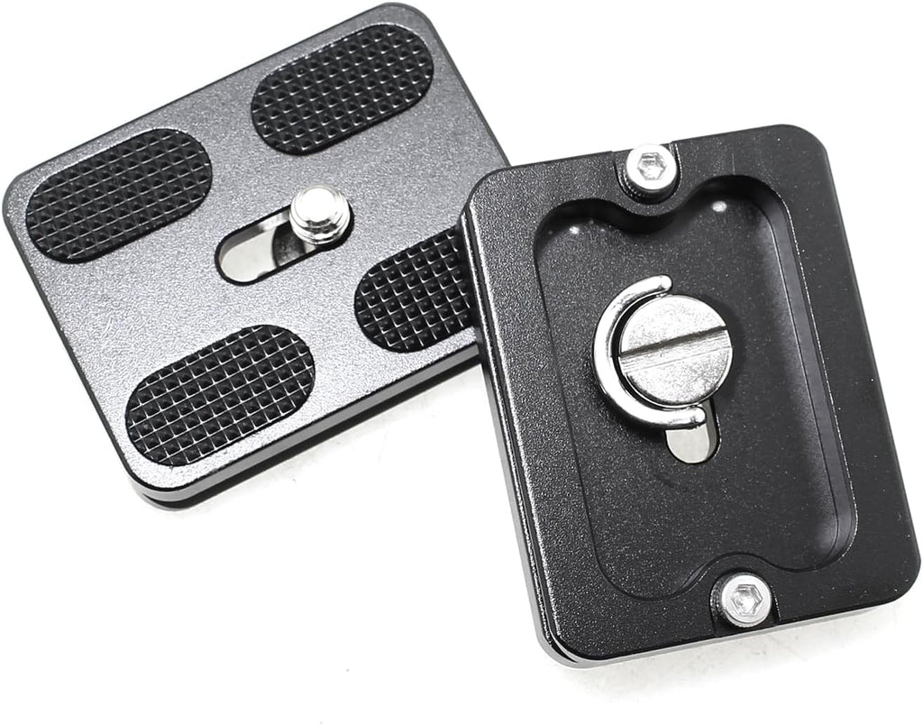 Maxmoral 2PCS 38x50mm Black Universal Metal Quick Release Plate with 1/4 Inch Screws Aluminium Adapter Compatible with Camera Tripod Ball Joint Standard
