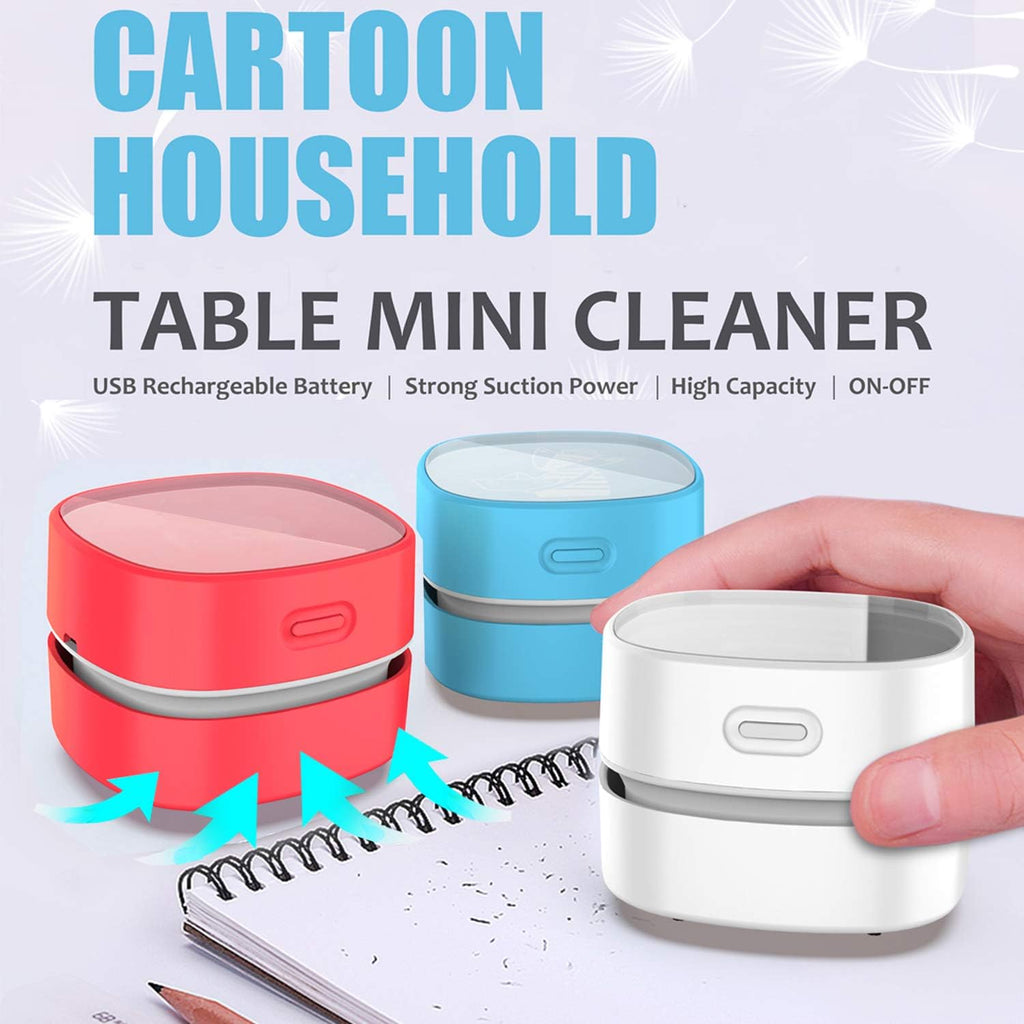 ODISTAR Desktop Vacuum Cleaner,Mini Table dust Sweeper Energy Saving,High Endurance up to 400 mins,Cordless&360º Rotatable for Cleaning Hairs,Crumbs,Computer Keyboard of Kids Gift(Red Charging)