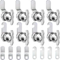 Thumb Operated Offset Cam Locks, 3/8", 5/8", 7/8" Keyless Cabinet Locks for RV Storage Doors, Camper Compartments, Mailbox Drawers, Zinc Alloy Rustproof Latch with Straight & Bent Locking Arms, 8-Set