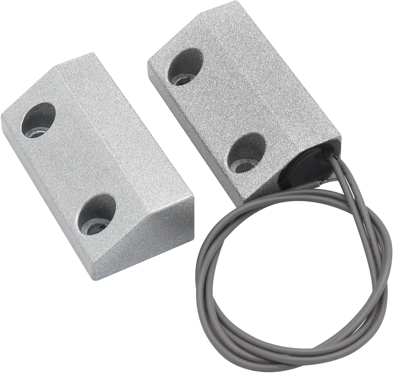 Magnetic Reed Switch Wired Surface Mount Normally Open NO Contact Sensor Alarm Magnetic Door Switch with 2 Wires, Zinc Alloy Sliver, MC-56