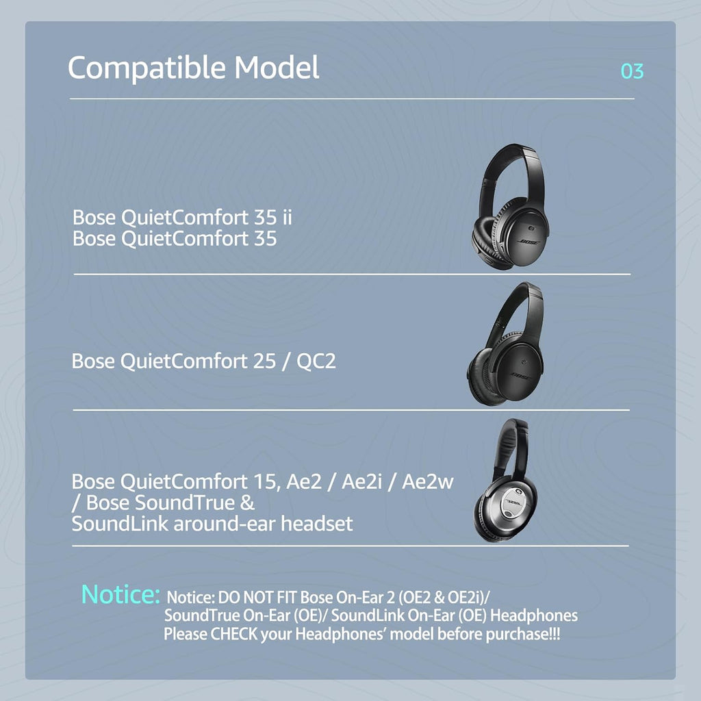 Fabric Comfort -Wzsipod Ear Pads for Bose QuietComfort 35/Qc35ii Headphones, Compatible with QC45 QC25 QC35 QC15 & More Series, Replacement Exclusive Styles, S3