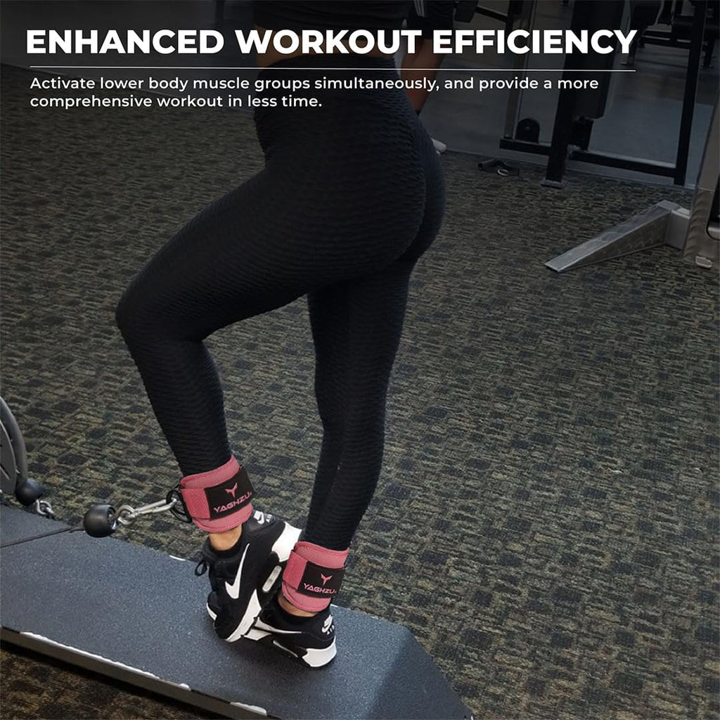 Ankle Straps for Cable Machines Women - Adjustable Gym Ankle Strap for Cable Machine, Neoprene Padded Cable Straps, Durable Leg Strap with Cable Cuff, Glute Kickback Ankle Strap with D Rings