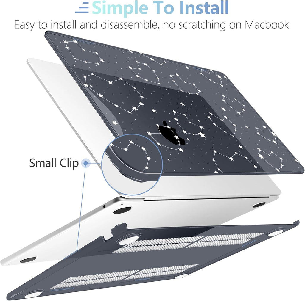 MEEgoodo for M4/M3/M2 MacBook Air 15.3 inch Case 2025 2024 2023, Case Fit Model (A3241/A3114/A2941) for MacBook Air 15 inch, Laptop Hard Shell with Keyboard Cover, Constellations & Hearts