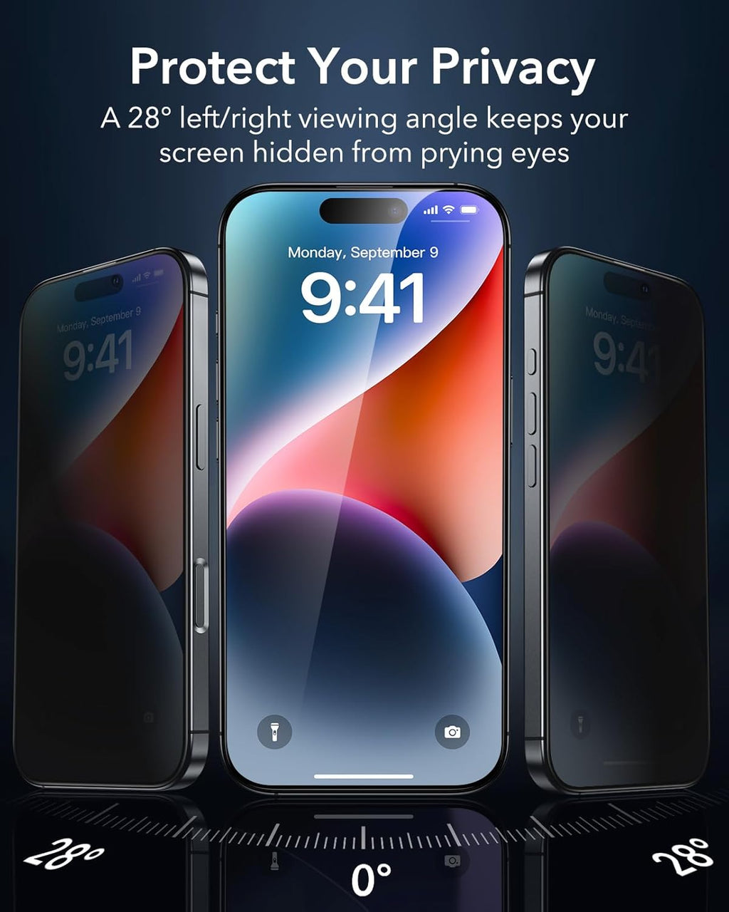 ESR 3 Pack 9H+ Glass for iPhone 13 Pro Max/iPhone 14 Plus Privacy Screen Protector, [Military Grade Shatterproof & Longest Durable] Armorite Anti-spy Tempered Glass with UltraFit Tray