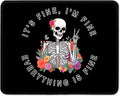 ITNRSIIET Mouse Pad with Stitched Edge Premium Textured Smooth Precise Operation Waterproof Washable Non-Slip Rubber Base Desktop Protection Mat, 10.2×8.3×0.12 inches, Flower Skull