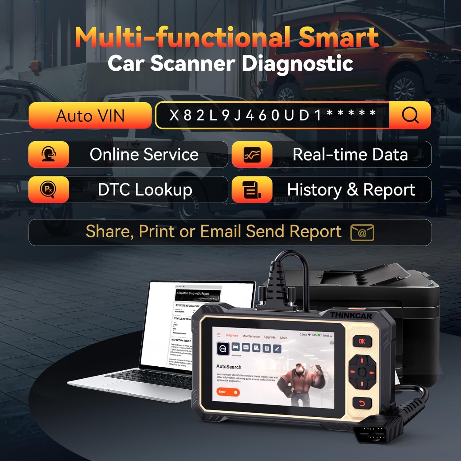 THINKCAR THINKSCAN 662 OBD2 Scanner,Car Diagnostic Tool with Bidirectional Active Test,Car Scanner Engine ABS SRS Transmission,Scanner for Car with 12 Reset,CAN FD & FCA SGW,Lifetime Free Update