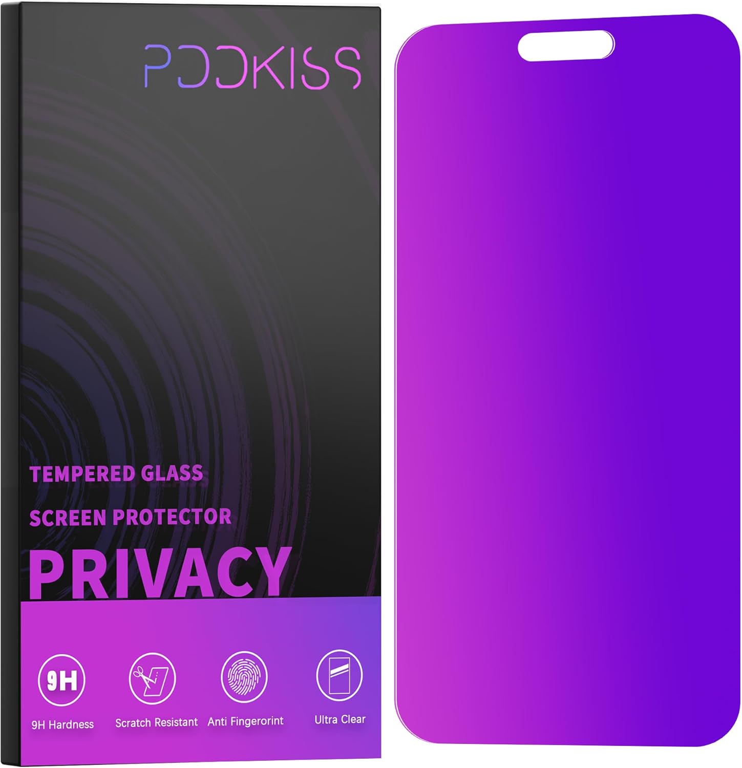 Compatible for iPhone 15 Plus/iPhone 16 Plus Privacy Screen Protector Tempered Glass 6.7 Inch, Purple Gradient Anti Spy Anti Blue Light HD Easy Installation
