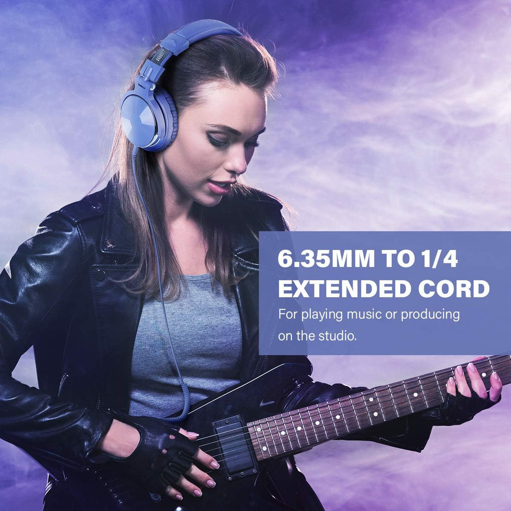 OneOdio Wired Over Ear Headphones Studio Monitor & Mixing DJ Stereo Headsets with 50mm Neodymium Drivers and 1/4 to 3.5mm Jack for AMP Computer Recording Podcast Keyboard Guitar Laptop - Light Blue