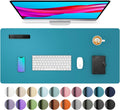 Aothia Leather Desk Pad Protector, Mouse Pad, Office Desk Mat, Non-Slip PU Leather Desk Blotter, Laptop Desk Pad, Waterproof Desk Writing Pad for Office and Home (Turquoise,31.5" x 15.7")