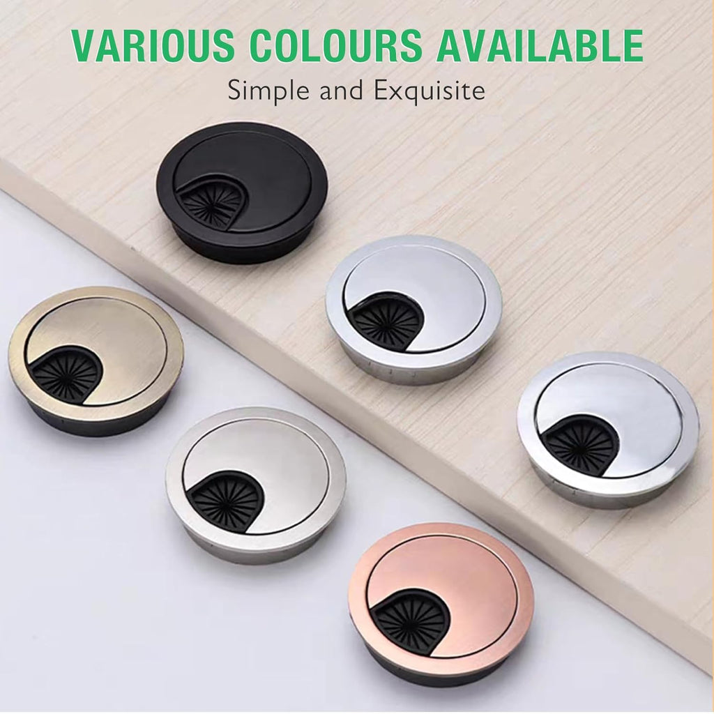 2 Pcs Desk Grommet 2-1/16" / 53 mm, Desk Cord Hole Cover, Cable Grommet Metal Zinc Alloy Materilal, Desk Hole Grommet for Home & Office Pc, Detachable Cable Cord Organizer-Brushed Silver