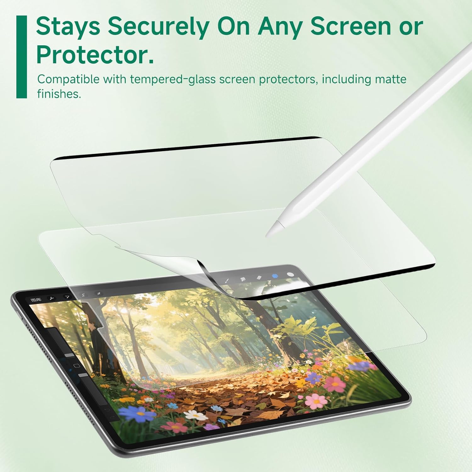 Nano-Suction Paper Feel Screen Protector for iPad Air 10.9 inch (5th/4th Gen), Pro 11 inch (4th/3rd/2nd/1st Gen), Removable, Reusable, Write as Real Paper, Anti Glare, Stable, Matte Finish