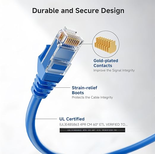Cable Matters 10Gbps 5-Color Combo Snagless Cat 6 Ethernet Cable - 7ft - Image 3