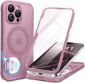 BERFY Magnetic for iPhone 16 Pro Max Case, Compatible with MagSafe, [Built-in 9H Tempered Glass Screen Protector & Camera Protection] Full Body Matte Phone case for 16 Pro Max, Palevioletred