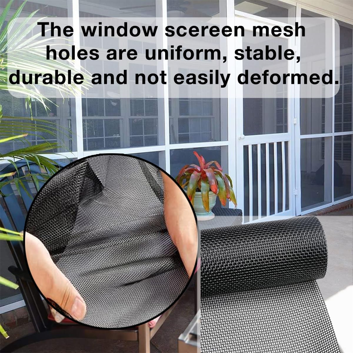 36inch*50ft Window Screens Roll, Replacement Repair Screens Mesh, Cuttable Fiberglass Screens Door Netting, DIY Screening Mesh Netting for Windows, Door, Pool, Porch,Patio -Black