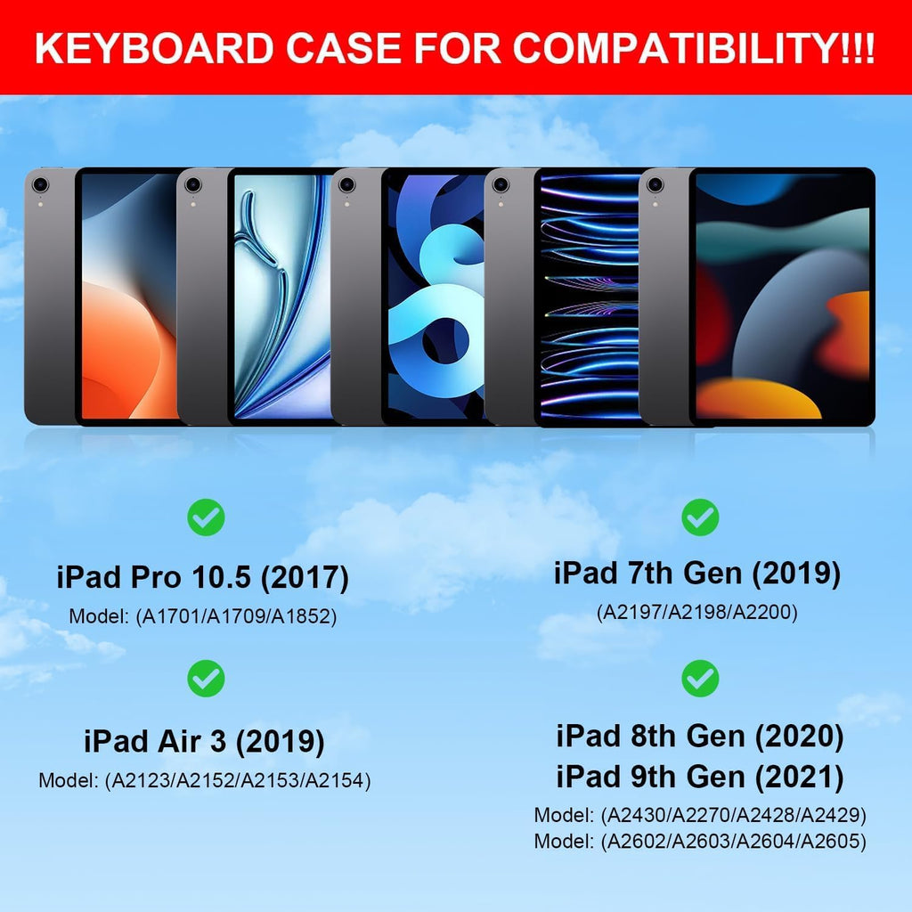 for iPad 9th Generation Case with Keyboard,Magic Style Keyboard Case for iPad 9th/8th/7th Gen 10.2 inch - Floating Cantilever Magnetic Stand Multi-Touch Trackpad (Sky Blue)