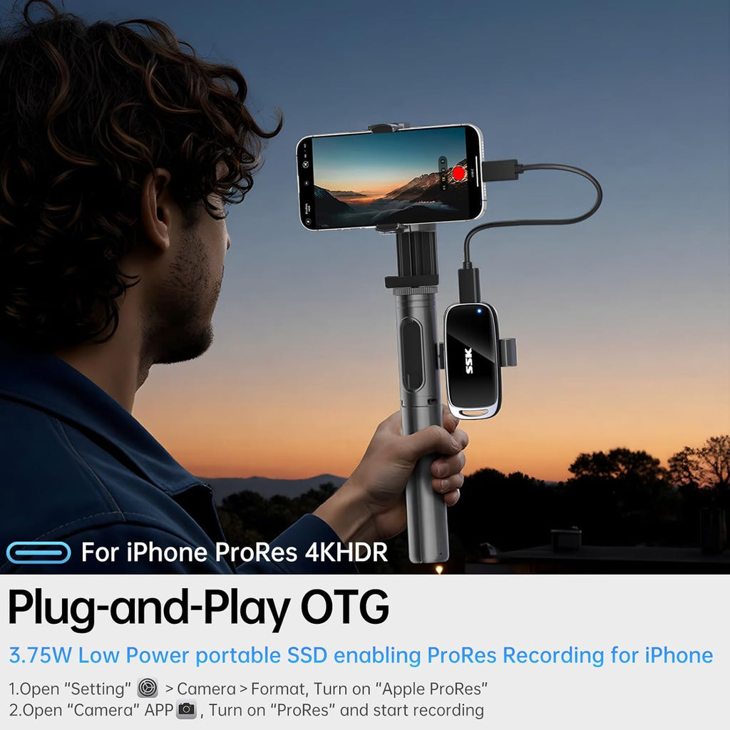 SSK 1TB SSD External Hard Drive, Portable SSD Drive up to 2000 MB/s, USB 3.2 Gen2X2 External Solid State Drives for iPhone 15/16 PRO、Mac、Phone OTG、Laptops with LED Indicator