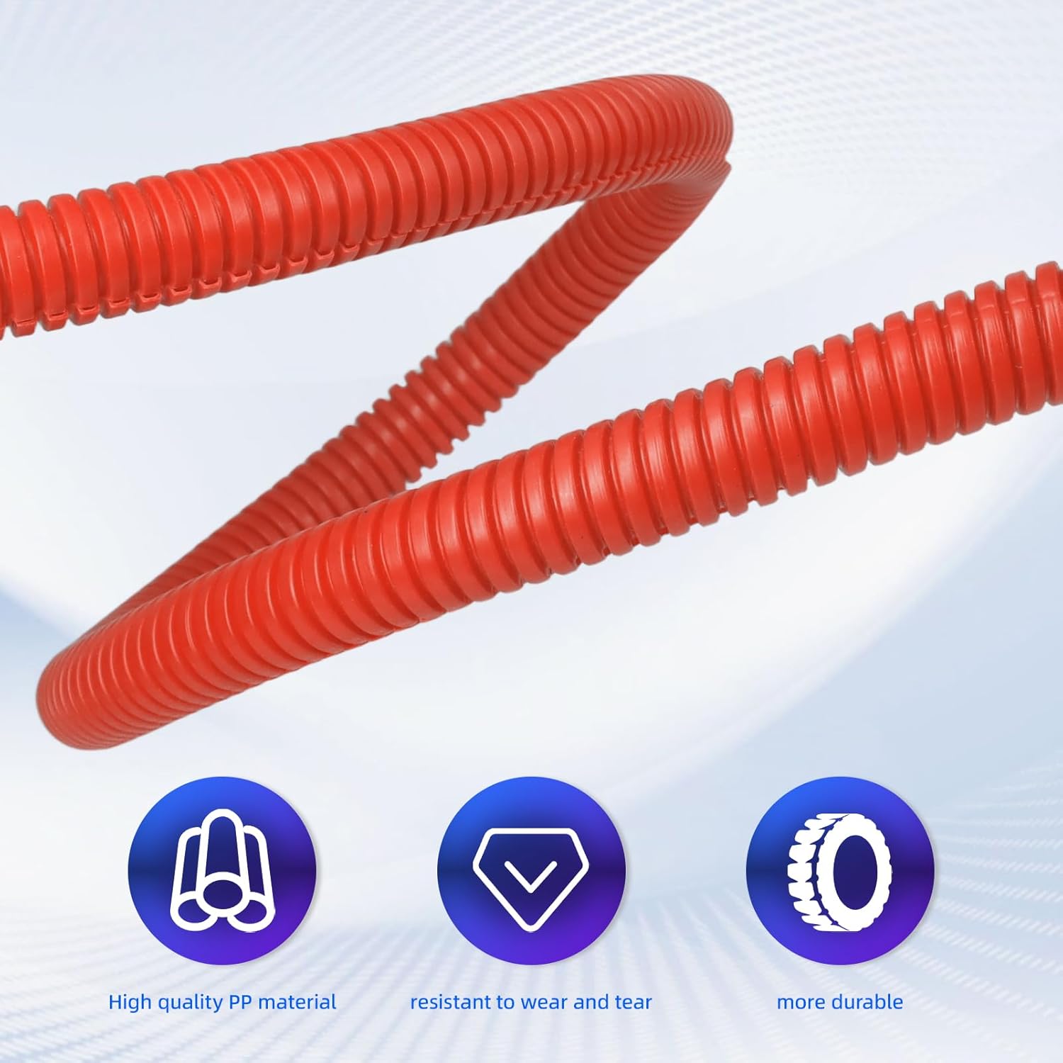 Split Wire Loom Tubing, 10,25ft Cord Protectors from Pets No Chew, Flexible Wire Covers Cord Protectors, Protective Split Cable Sleeve for Automotive Home Industrial Wires(Red, 0.73inch-25ft)