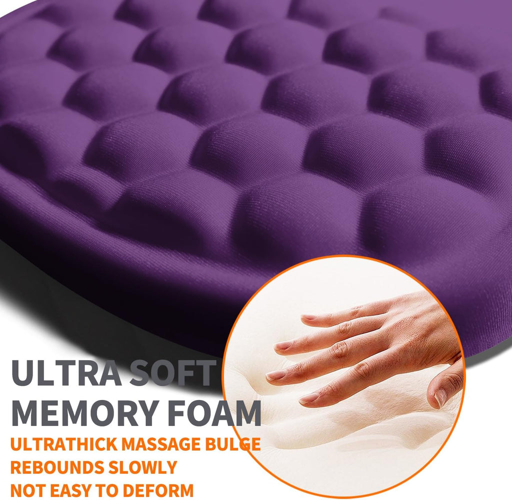 Ergonomic Joint Wrist Support Mouse Pad with Memory Foam Cushion Massage Bump, Carpal Tunnel Pain Relief Mousepad Slope Design for Wrist Rest, 11.8x7.9 in, Dark Violet