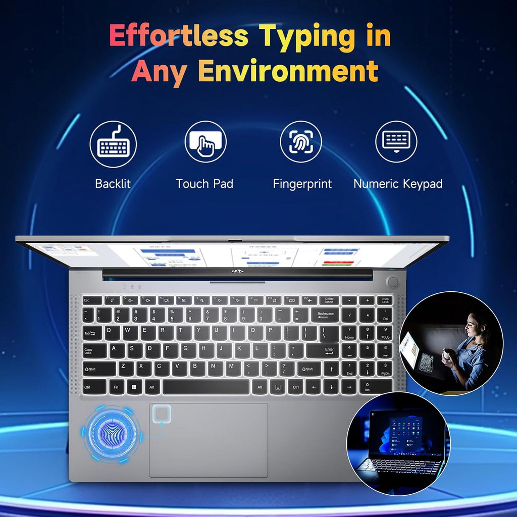 NIMO 15.6 inch Laptop FHD, AMD Ryzen 5 3500U, 8 GB RAM, 256 GB SSD, Windows 11, Backlit Keyboard, Fingerprint Reader, 65W PD, Lightweight Computer for Work and Homeschooling, Classic Silver