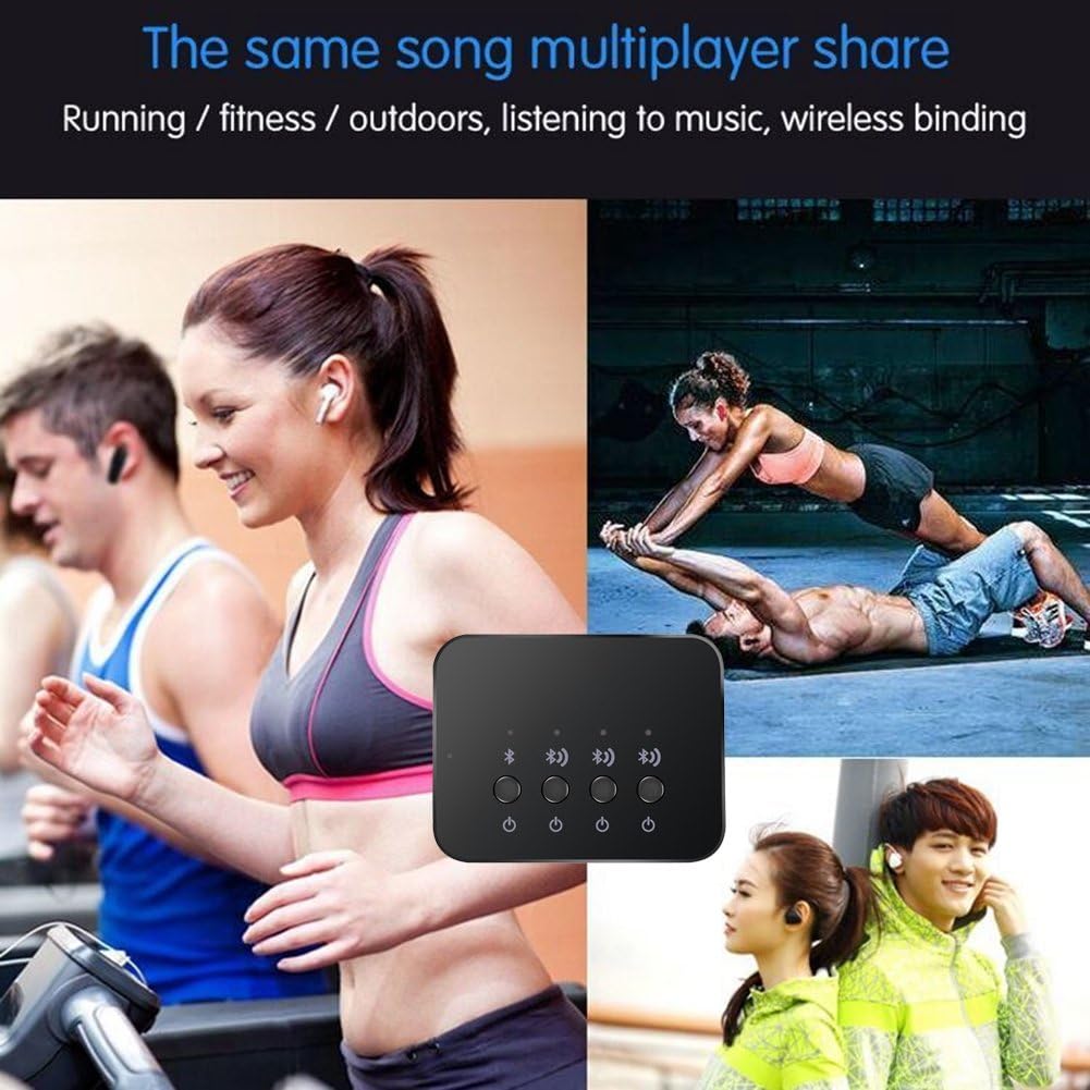 Bluetooth 4.0 Audio Sharer Audio Adapter 3.5mm Wired Stereo Music Sharing Device 1 in 3 Out Bluetooth and Audio Cable Connection Mode