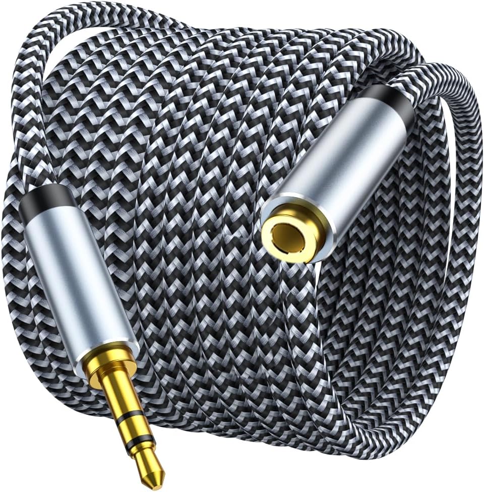 Headphone Extension Cable 10ft - 3.5mm Extension Cable Nylon Braided Aux Cord Extender for Smartphones, Tablets, Media Players (No Mic Support)