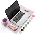 YSAGi Office Desk Pad, Desk Mat, 23.6" x 13.7" Waterproof PU Leather Desk Blotter, Dual-Sided Desk Writing Pad for Office and Home (23.6" x 13.7", Grayish Lavendar+Cinnamon Buff)