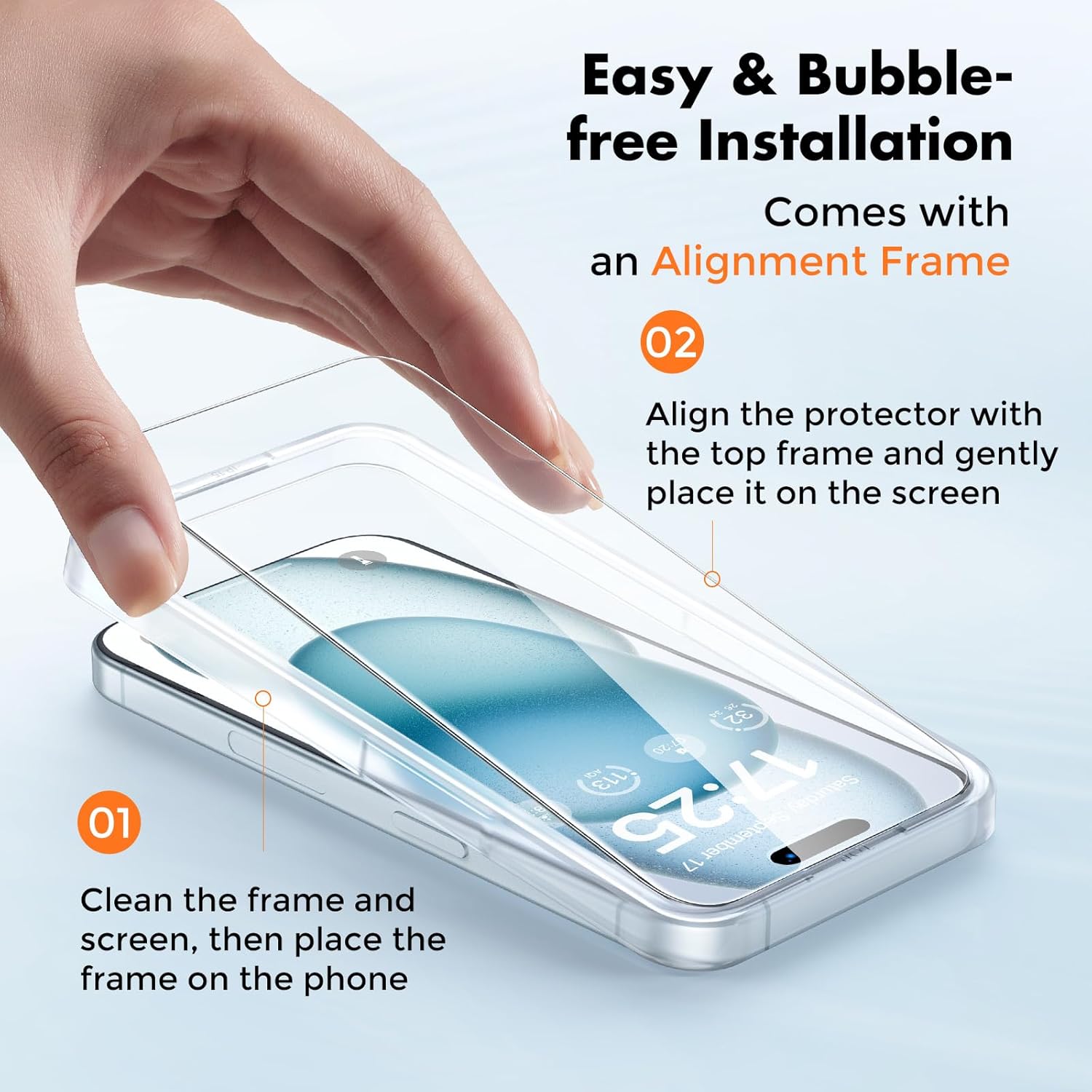 UNBREAKcable 2-Pack Screen Protector for iPhone 15 Plus, Double Shatterproof Tempered Glass [Easy Installation Frame] [9H Hardness] [99.99% HD Clear] [Case Friendly] for iPhone 6.7 inch