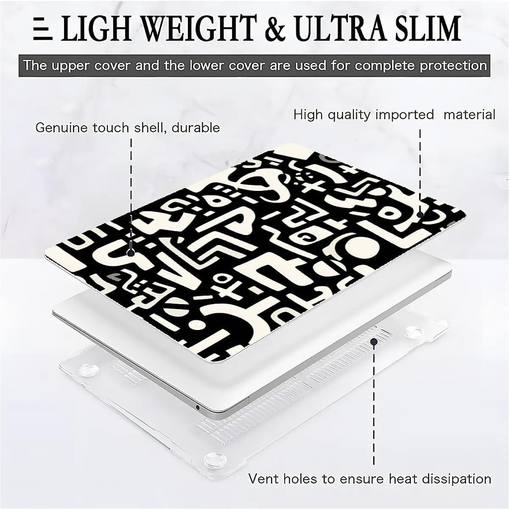 Compatible with MacBook Air 13.3 13.6 Inch Case 2022 2021 2020 2019 Plastic Hard Shell Case Cover,13.3 Pro(A1706/A1708/A1989/A2159/A2289/A2338), Black and White Letters