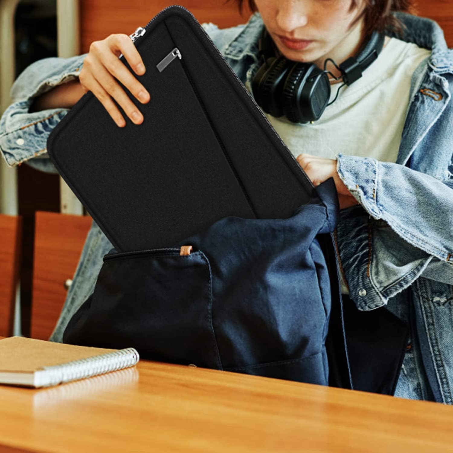 Laptop Sleeve 14 inch, Durable Computer Carrying Bag Protective Case Briefcase Handbag with Front Pocket, Slim Laptop Case Cover for Compatible with MacBook Air/Pro 14 inch Notebook Computer, Black