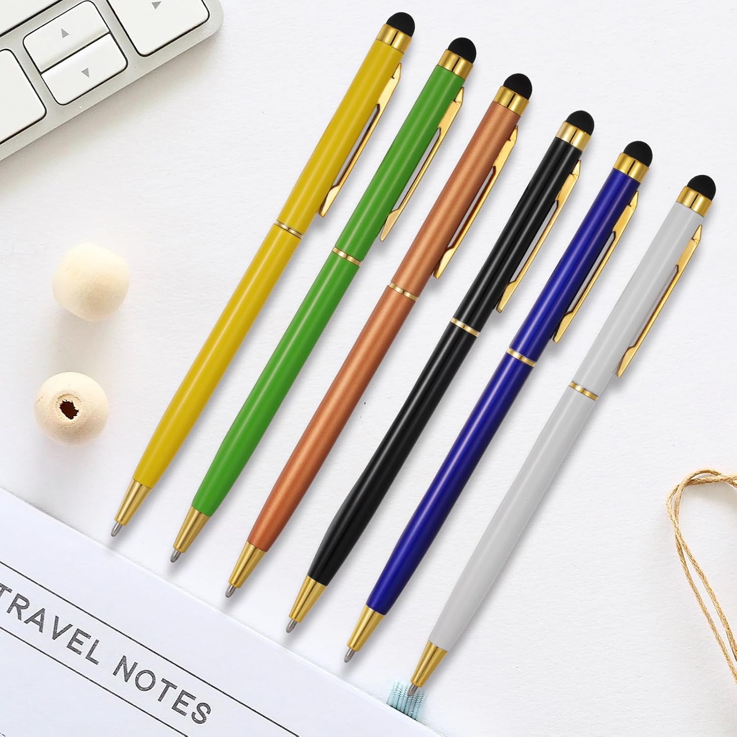 15 Pack Stylus Pens for Touch Screens Stylus Pen Compatible with Phone Tablets Kindle and Black Ink Ballpoint Pens-2 in 1 Stylists pens for Touch Screens (Gold)