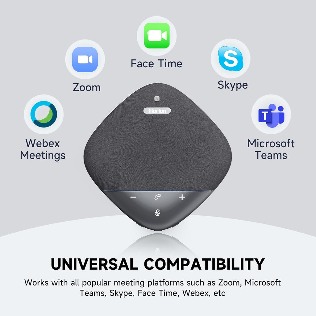 HORION Conference Speaker with Microphone, Wireless Bluetooth Speakerphone for Office Meeting Computer PC, w/8 Mics, 20ft Voice Pickup, 8H Call Time, AI Noise Cancelling, Portable with Zoom/Teams