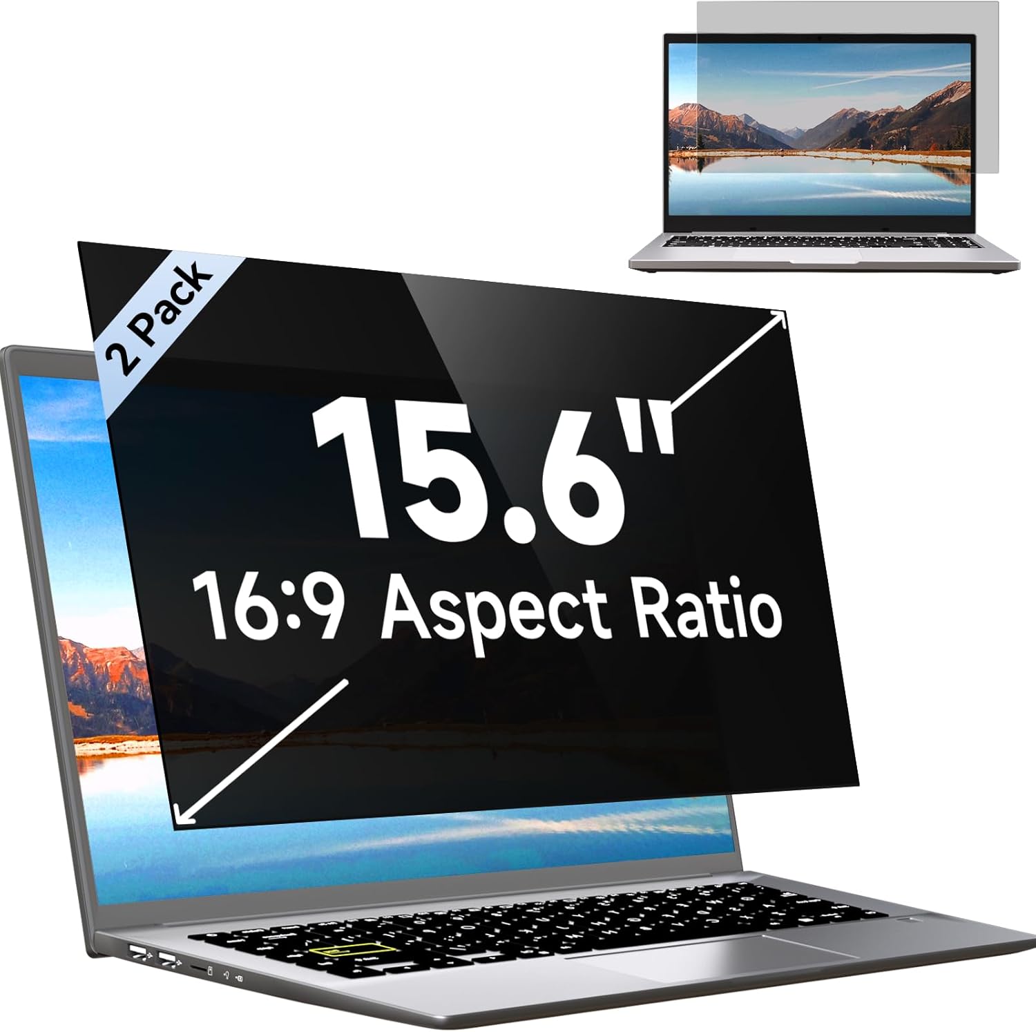[2 Pack] 15.6 Inch Laptop Privacy Screen for HP/ Dell/ Acer/ Samsung/Asus/ Lenovo/Toshiba, Removable 16:9 Aspect Privacy Filter Screen Protector for 15.6 Inch Laptop, Anti Glare Blue Light Laptop