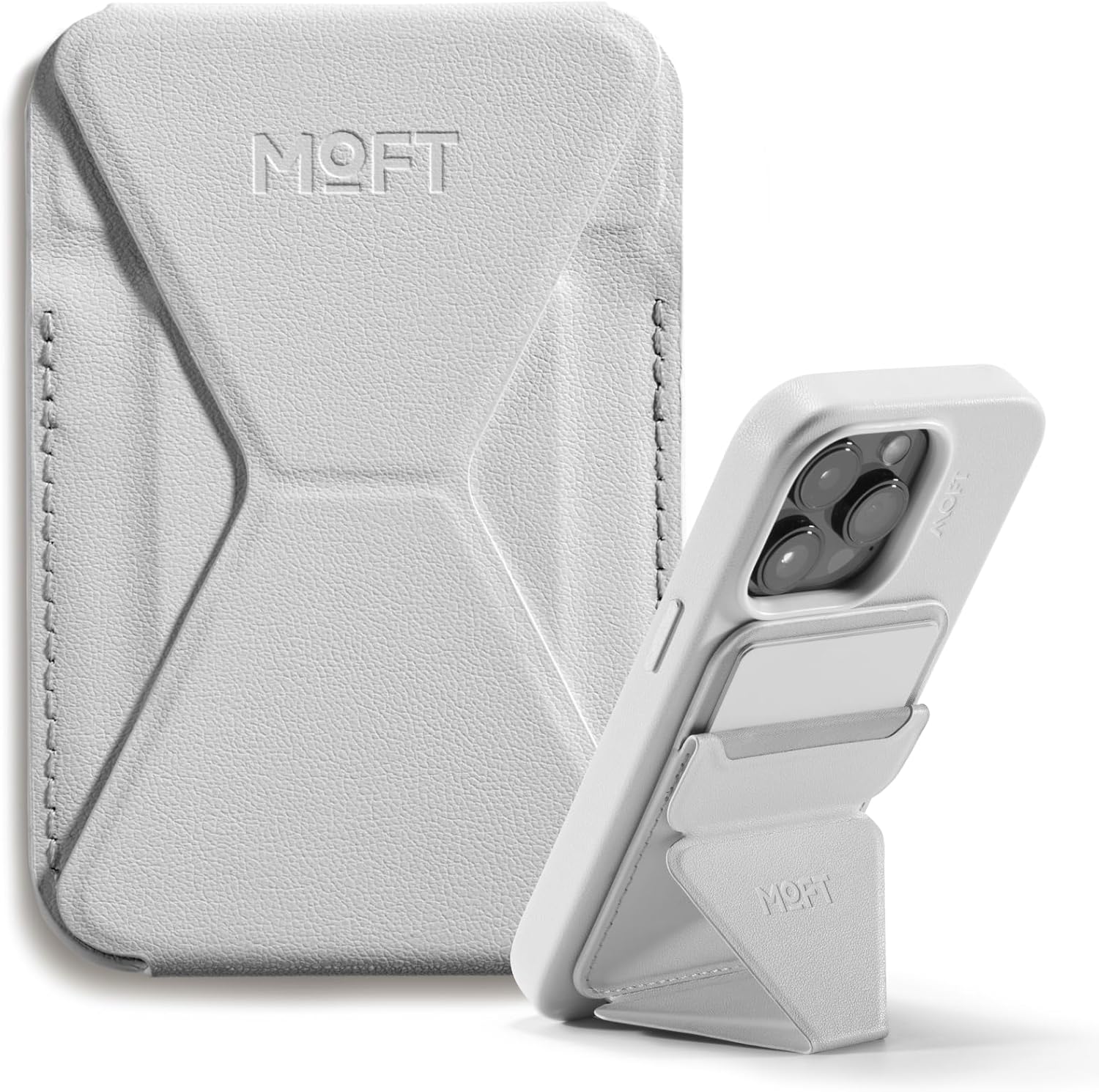 MOFT Magnetic Wallet Stand Compatible with iPhone 16/15/14/13/12 Series, Angle Adjustment & Magsafe Compatible MOVAS Phone Stand, Misty Cove