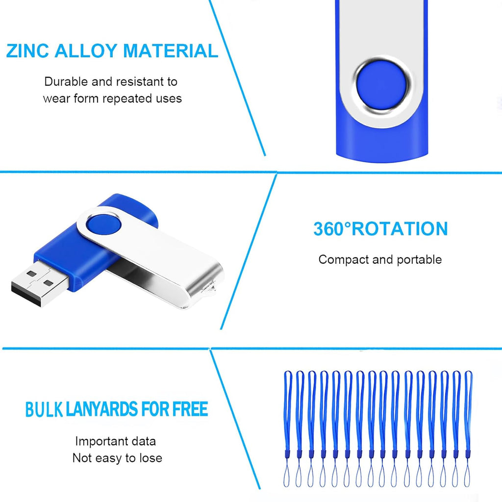 256MB Bulk Flash Drives 100 Pack EASTBULL USB 2.0 Flash Drives Pack 256MB Thumb Drives Bulk (Blue)