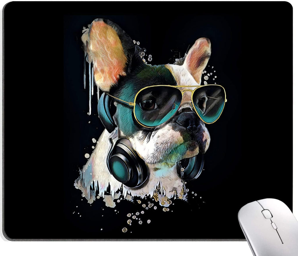 Square Mouse Pad, Colorful Stylish Bulldog Mouse Pad, Mouse Mat Square Waterproof Mouse Pads Non-Slip Rubber Base MousePads for Office Laptop