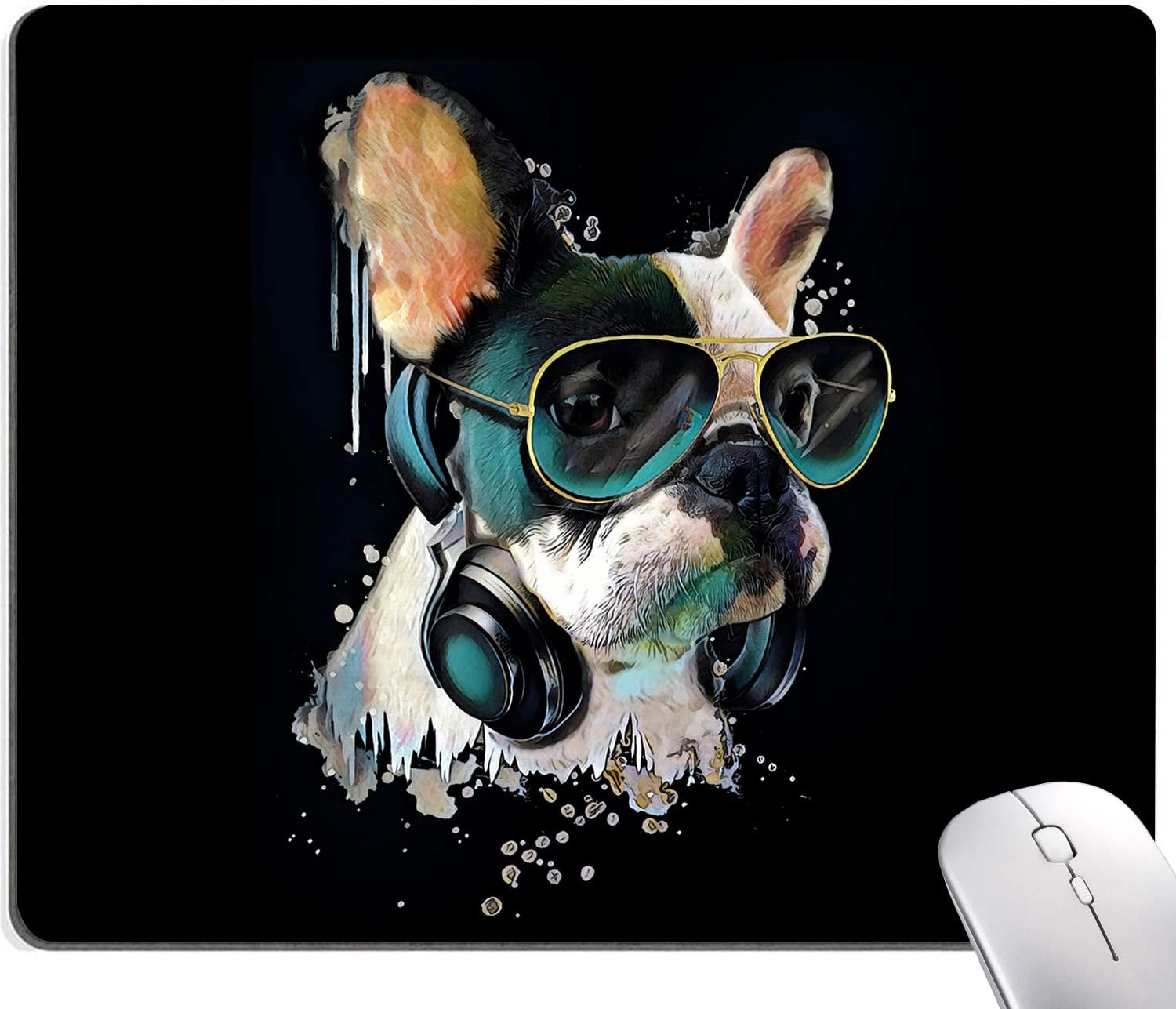 Square Mouse Pad, Colorful Stylish Bulldog Mouse Pad, Mouse Mat Square Waterproof Mouse Pads Non-Slip Rubber Base MousePads for Office Laptop