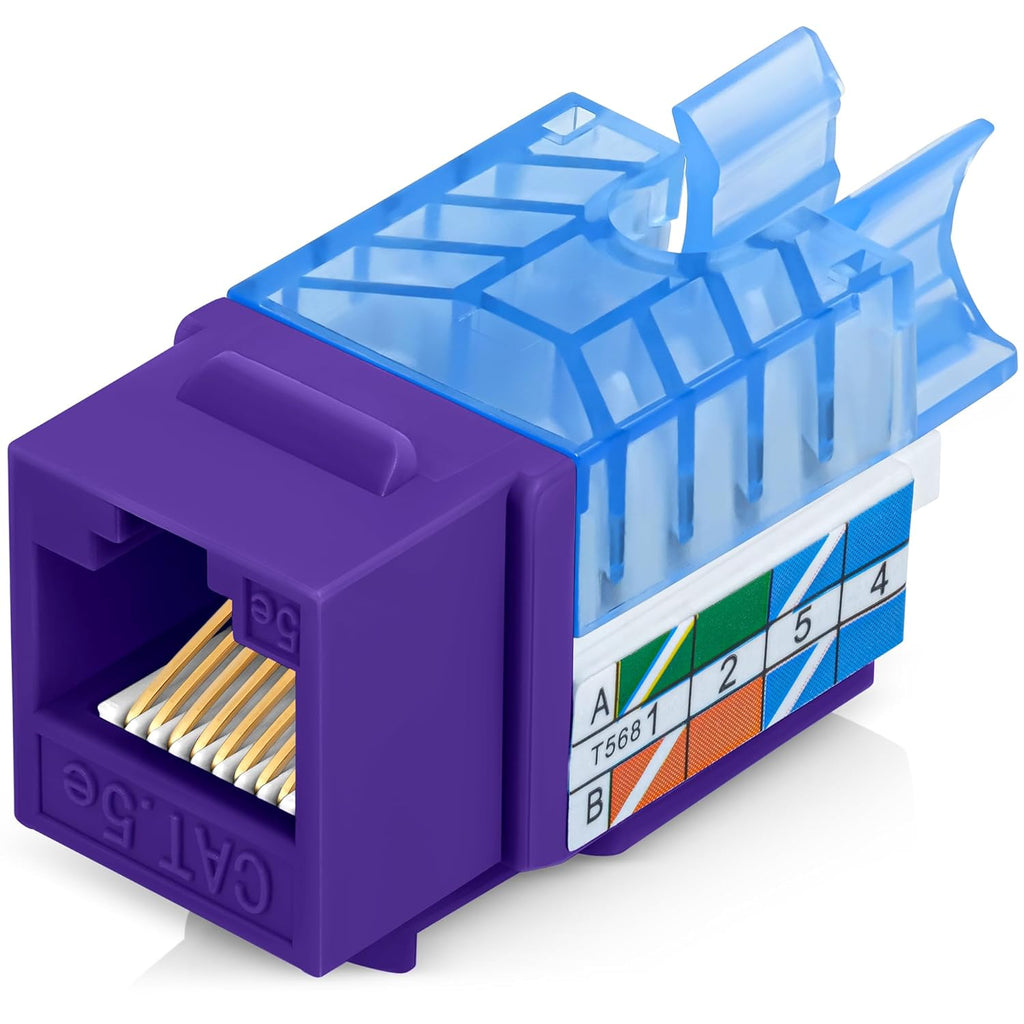 Everest 45° Angled RJ45 Cat5e Keystone Jacks 50-Pack in Purple - Slim Profile Female RJ45 Connectors - Cat 5e Keystone Jack - Compatible with 45° Angled Speed Termination Tool - 45Term (B0BL3GS7ZY)