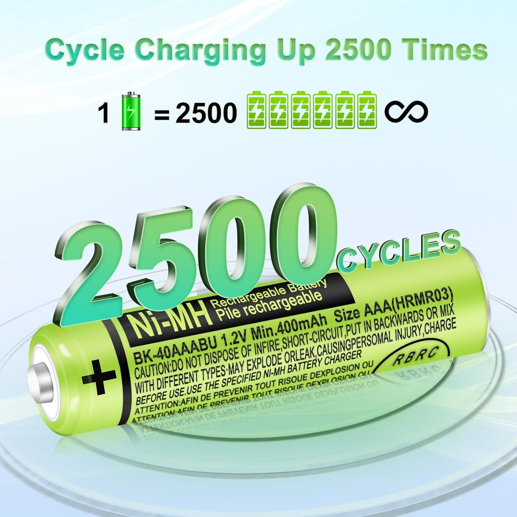 8 Pack BK-40AAABU Ni-MH AAA Rechargeable Battery for Panasonic,1.2v 400mah Rechargeable AAA Batteries Panasonic Cordless Phones, Electronics,Remote Controls