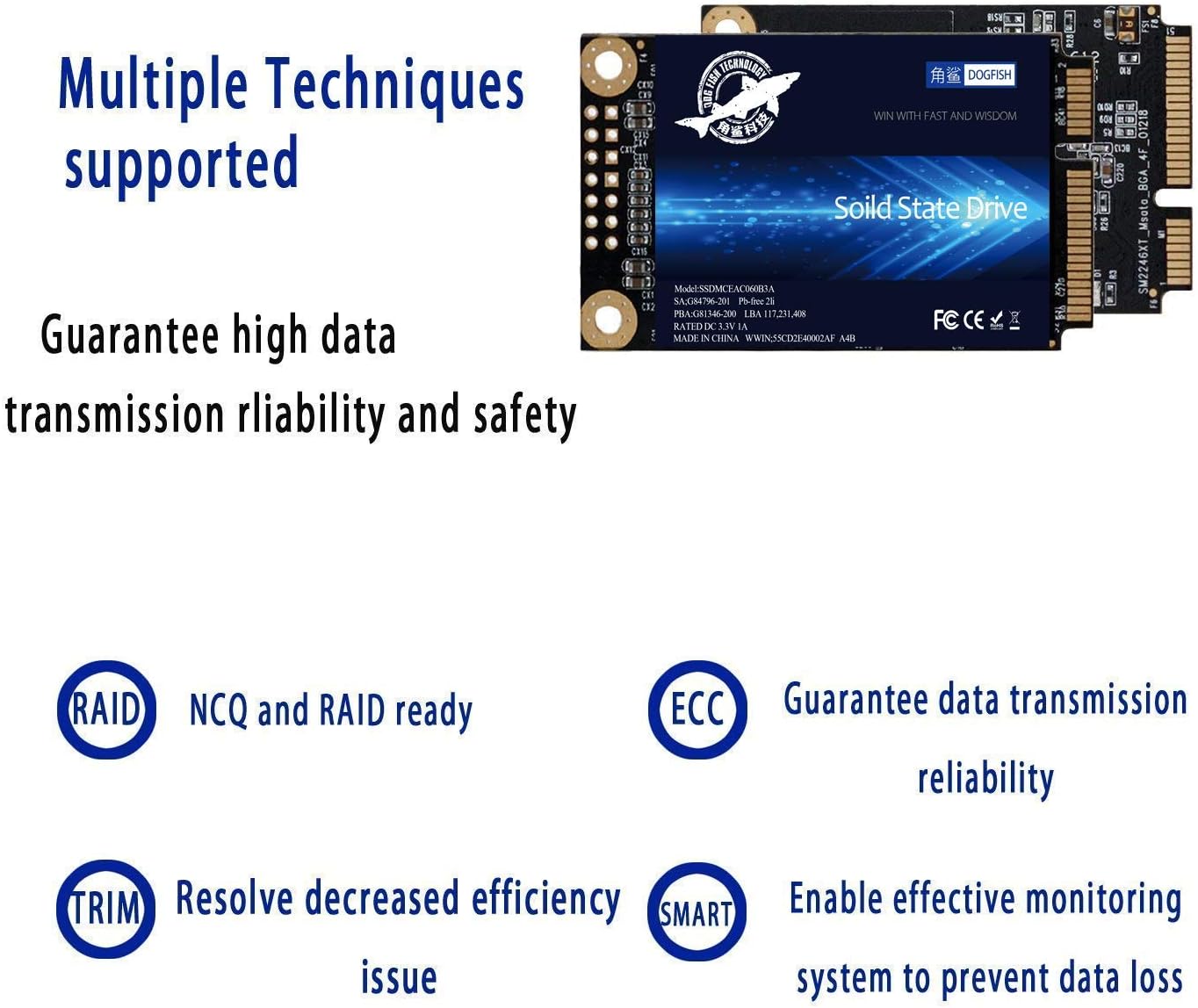 SSD MSATA 512GB Dogfish High Performance Internal Solid State Drive for Desktop Laptop 3 Unit Package Pack [512GB(3 Packs),MSATA]