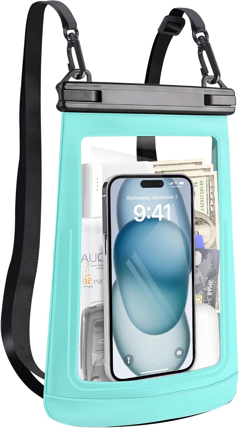 2L Waterproof Phone Pouch for iPhone 16 15 14 11 Pro Max & Galaxy S24 S21 - Floating Large Capacity Dry Bag Stores Sunscreen, Sunglasses - Oversized Waterproof Bag for Beach, Swimming, Kayaking