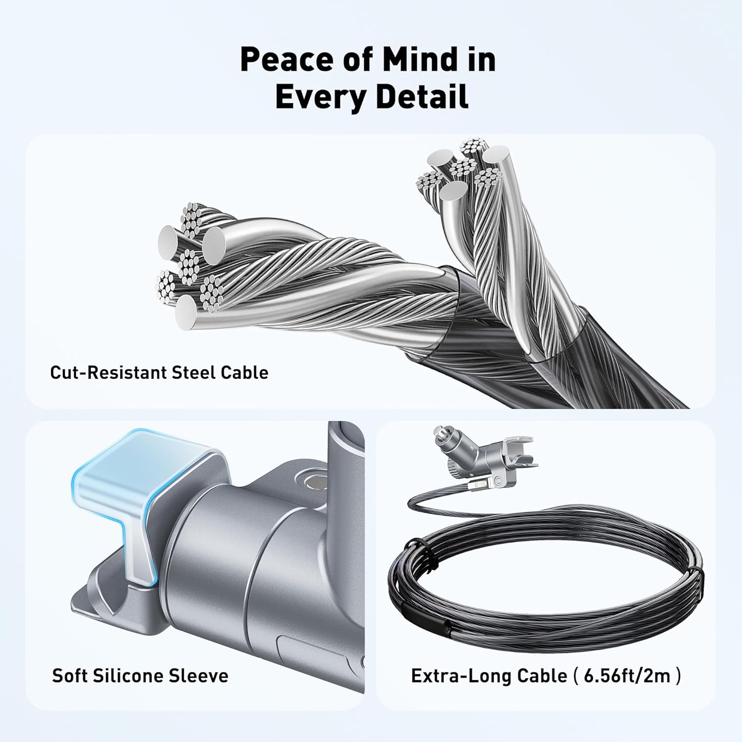AboveTEK Laptop Locking Cable for MacBook Pro 14/16 (2021–2024), Anti-Theft Keyed Laptop Security Lock, 6.56ft Cut-Resistant Steel Computer Lock Cable, Rotatable & Portable Design