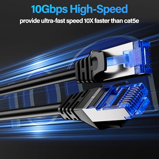Cat6A Ethernet Cable Shielded 10Gbps 25 ft, Slim Shielded Ethernet Cable Cat 6 - Image 2