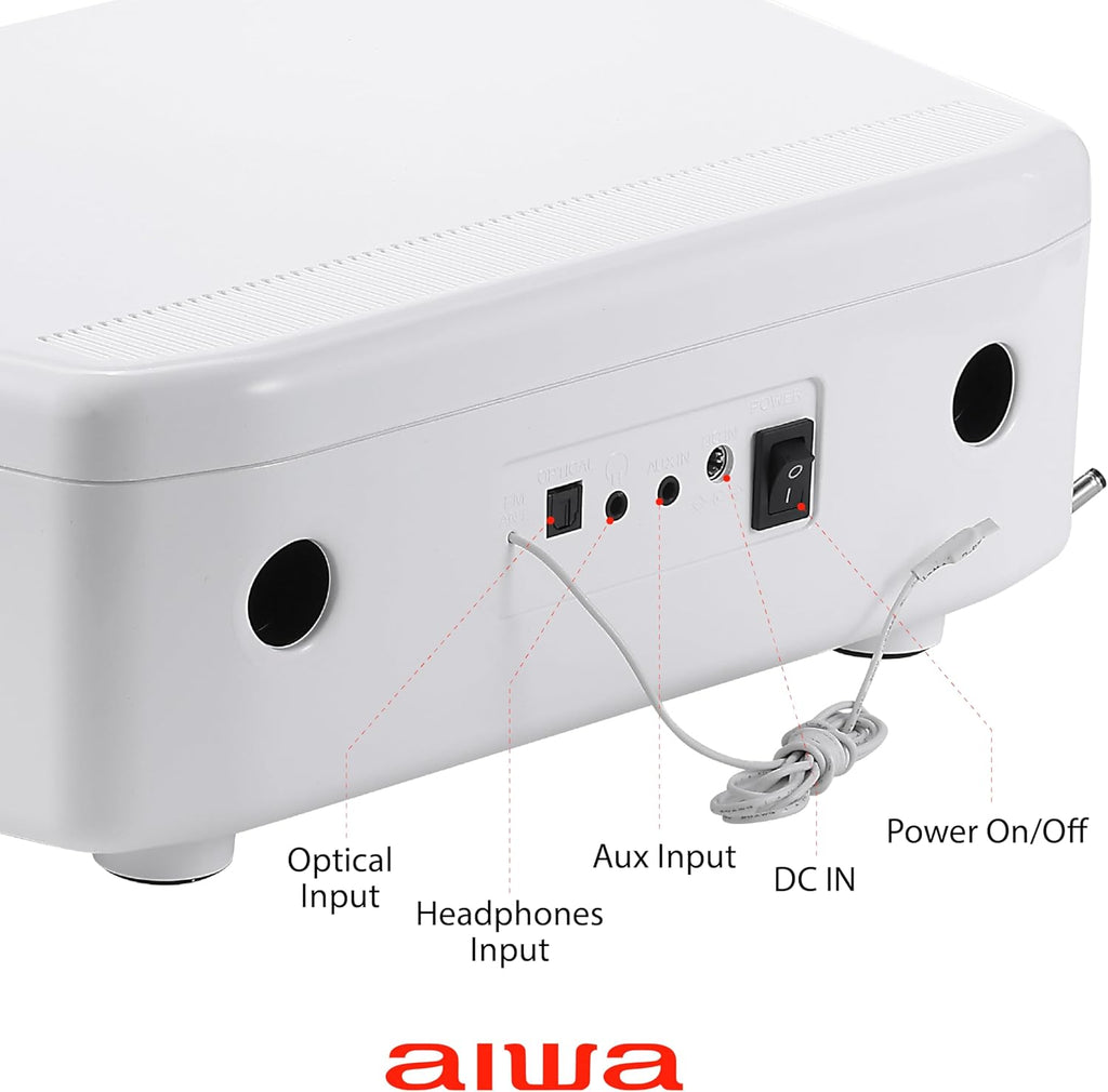 AIWA - Exos Home Speaker, Premium 30W RMS Sound System with CD Player, Bluetooth Connectivity, FM Radio, Optical Digital Input, Dual 1” Tweeters + Dual 2” Bass Units, IR Remote Control