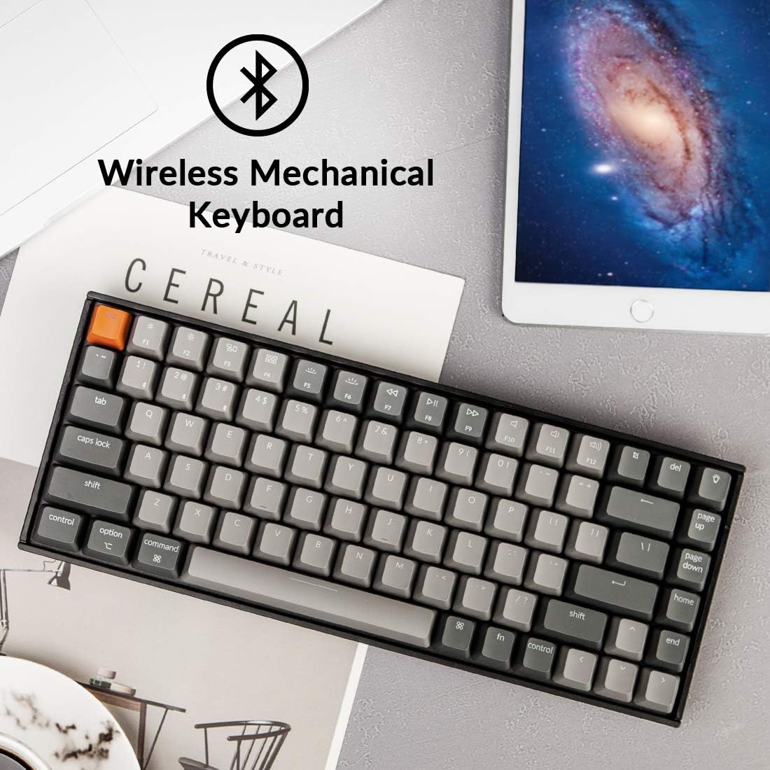 Keychron K2 75% Layout Bluetooth Mechanical Keyboard K Pro Red Switch/White LED Backlit/Anti Ghosting/N-Key Rollover/84 Key USB C Wired Computer Keyboard for Mac Windows-Version 2