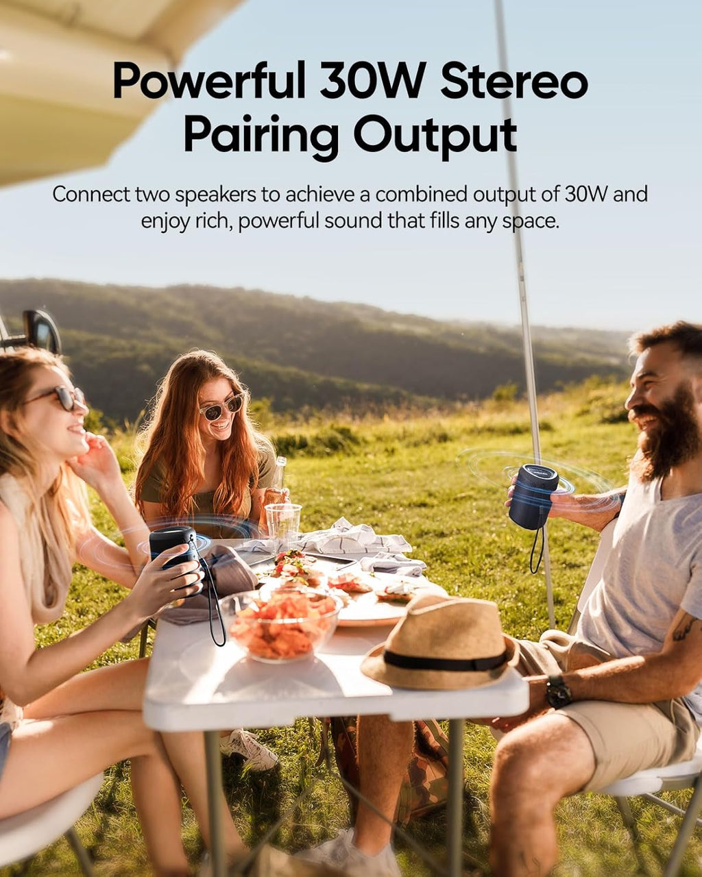 Portable Bluetooth Speaker with Lights, Powerful Crystal Clear Sound, IPX5 Waterproof, All Day Playtime, AUX&TF-Card Input, Bluetooth 5.3, TWS Paring, Small Wireless Speaker for Outdoor, Gift Ideas