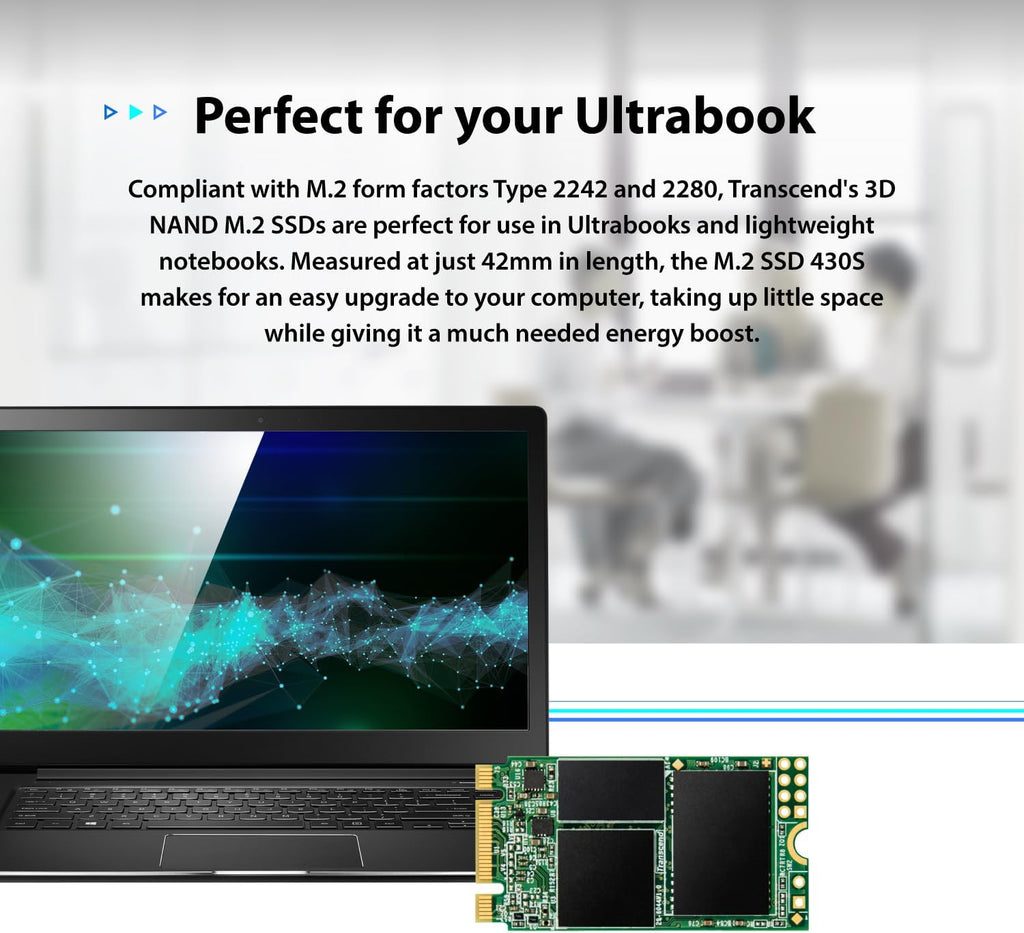 Transcend 512GB M.2 2242 SATA III SSD with Dram Cache, Up to 560MB/s, Compatible w/Ultrabook/Laptop/PC/Desktop, 3D TLC NAND Flash Internal Solid State Drive, LDPC Error Correction, SLC Cache, B+M Key
