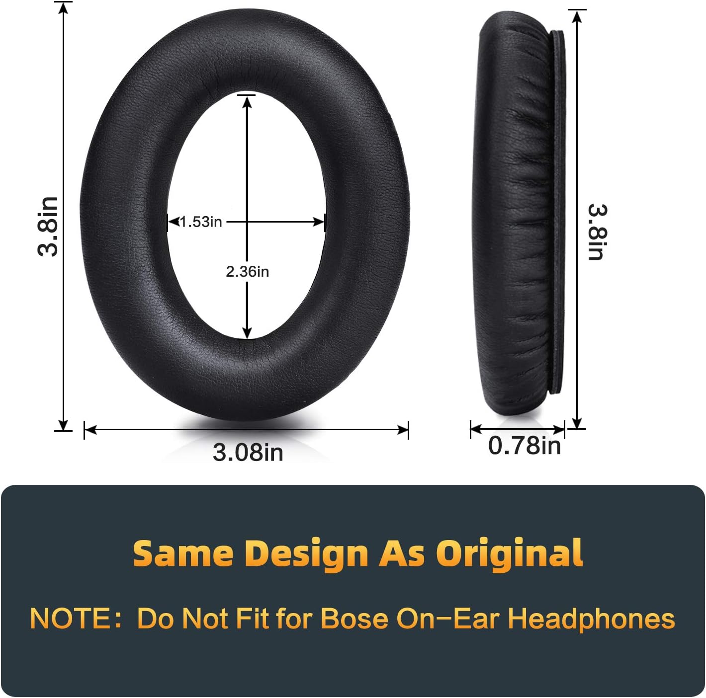 Premium Replacement Ear Pads for Bose QC35 & QC35ii Headphones Made by GEVO- Comfortable Adaptive Memory Foam and Extra Durable - Fits QuietComfort 35 & 35ii / SoundLink 1&2 AE（Over-Ear） (Black)