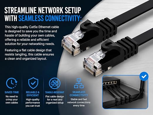 BRENDAZ Cat5e Ethernet Cable, 25ft. Network Patch Cable - Image 3